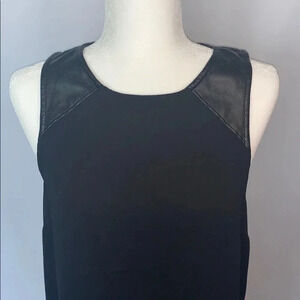 Silence + Noise Black Sleeveless Faux Leather Detail Dress Medium